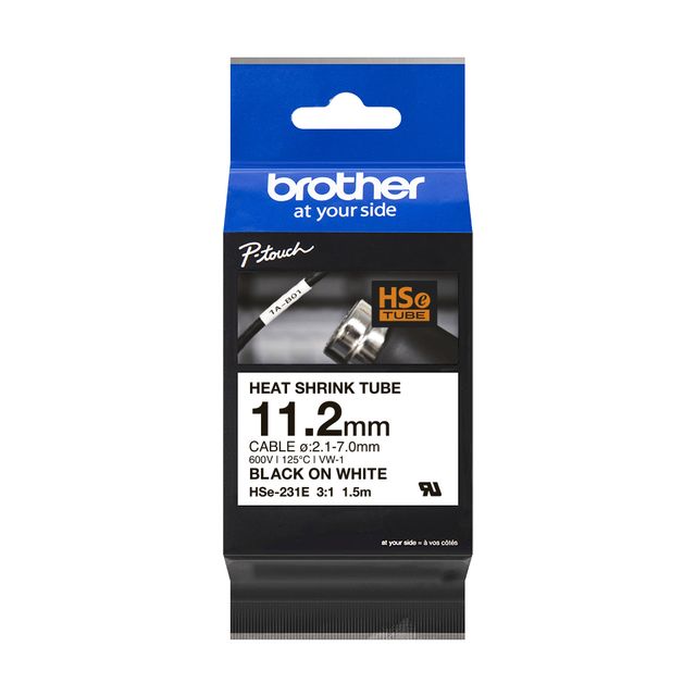 Brother HSe-231E - Nero su bianco - Rotolo (1,12 cm x 1,5 m) 1 cassetta(e) conf…