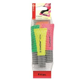 STABILO NEON - Evidenziatore - verde, giallo, arancione, rosa - inchiostro base…