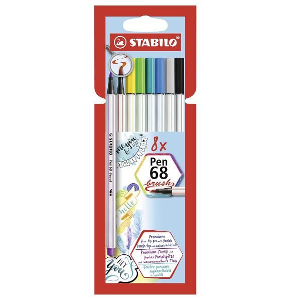 STABILO Pen 68 - Penna con punta a pennello - colori assortiti - inchiostro bas…
