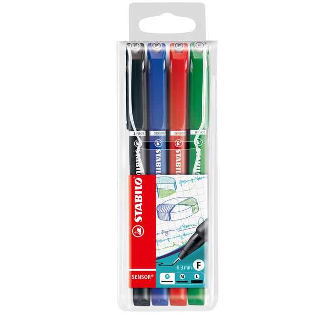 STABILO SENSOR - Penna a punta sottile - nero, rosso, blu, verde - 0.3 mm - fin…