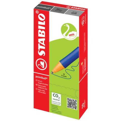 STABILO pointball - Penna a sfera - blu - 0.5 mm - medio - retrattile