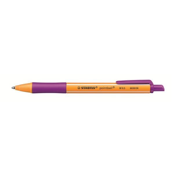 STABILO pointball - Penna a sfera - lilla - 0.5 mm - medio - retrattile