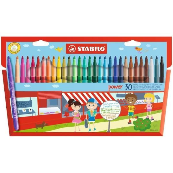 STABILO power - Penna punta in fibra - colori assortiti - 2 mm - larga (pacchet…