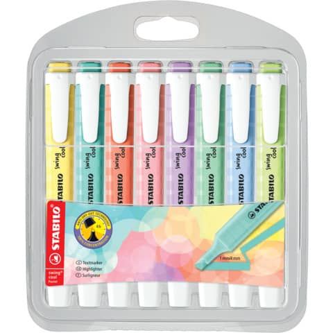 STABILO swing cool Pastel - Evidenziatore - colori assortiti - inchiostro base …