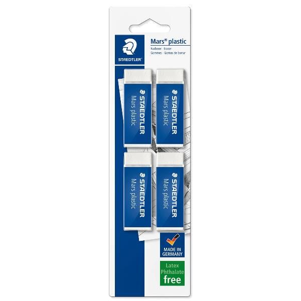 STAEDTLER Mars plastic - Gomma - 6.5 x 2.3 x 1.3 cm - bianco - vinile (pacchett…