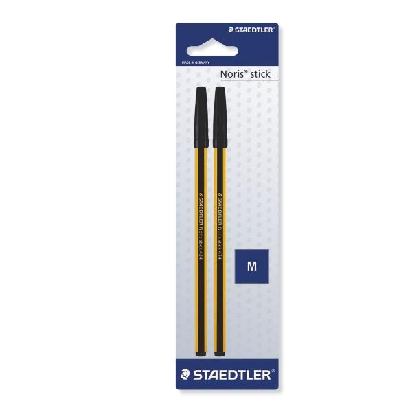 STAEDTLER Noris stick 434 - Penna a sfera - nero - medio (pacchetto di 2)