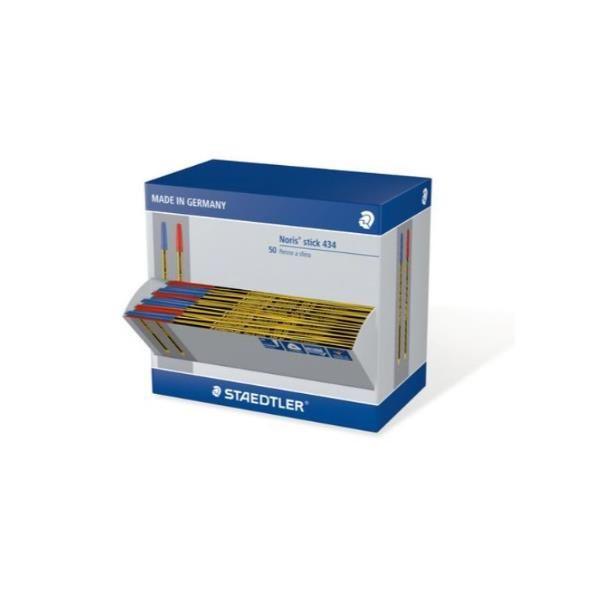 STAEDTLER Noris stick 434 - Penna a sfera - rosso, blu - medio (pacchetto di 50)