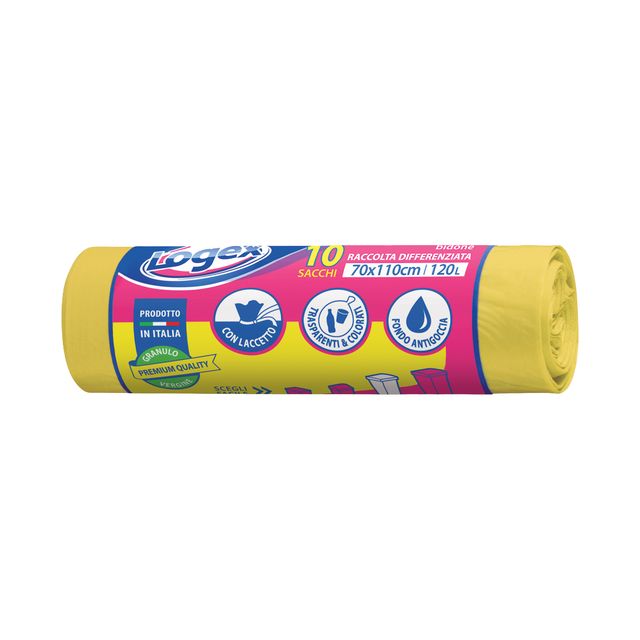 Sacchi per immondizia - 70x110 cm - 120 L - 16 micron - giallo - Logex Professi…