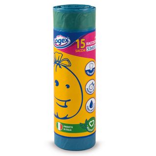 Sacchi per immondizia con maniglie - 53 x 65 cm - 40 L - 25 micron - blu - Loge…