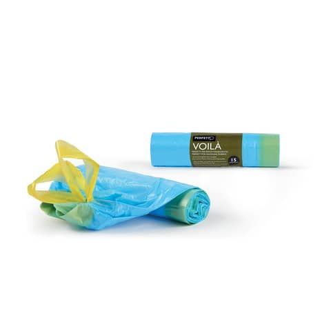 Sacchi per rifiuti con maniglie Voilà - 50x60 cm - 30 L - 15 micron - azzurro -…