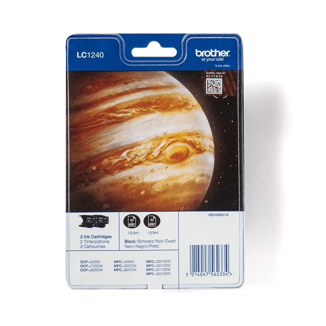 Brother LC1240BKBP2 - Confezione da 2 - nero - originale - blister - cartuccia …