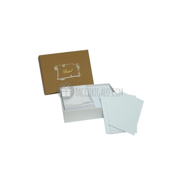 Scatola 100 biglietti + 100 buste - Bristol - bianco - 7,5 x 11,2 cm - Rex Sado…