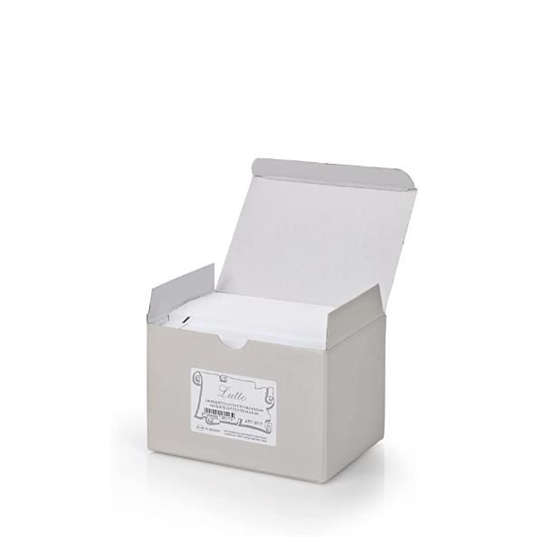 Scatola 100 biglietti + 100 buste - Lutto - bianco - 9 x 14 cm - Rex Sadoch