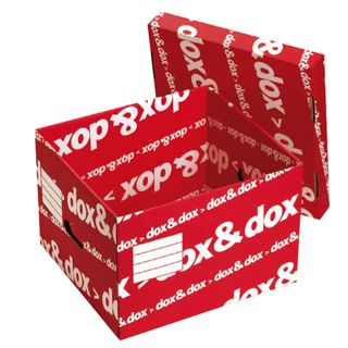 Scatola Dox&Dox - con coperchio - 39,5 x 28 x 35,5 cm - bianco e rosso - Esselt…