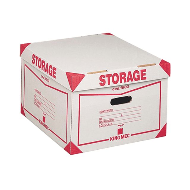 Scatola Storage - con coperchio - 38,5 x 26,4 x 39,7 cm - bianco e rosso - Esse…