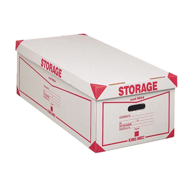 Scatola Storage - con coperchio - 38,5 x 26,4 x 75,5 cm - bianco e rosso - Esse…