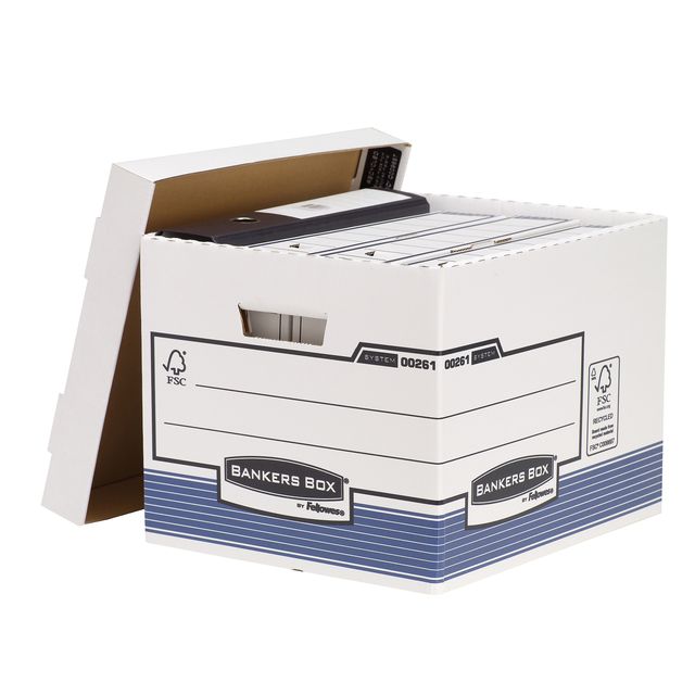 Scatola archivio Bankers Box System - con coperchio - 33,3 x 28,5 x 38 cm - bia…