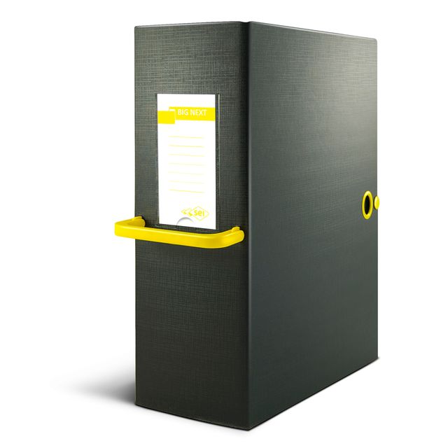 Scatola archivio Big Next - dorso 12 cm - 25 x 35 cm - nero/giallo - Sei Rota