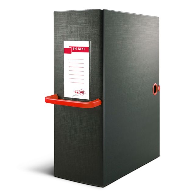 Scatola archivio Big Next - dorso 20 cm - 25 x 35 cm - nero/rosso - Sei Rota