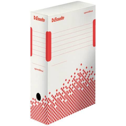 Scatola archivio Speedbox - dorso 10 cm - 35x25cm - bianco e rosso - Esselte