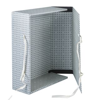 Scatola archivio in legno - con fettuccia - 38 x 27 cm - dorso 12 cm - grigio -…