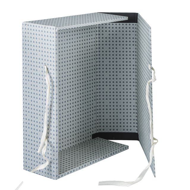 Scatola archivio in legno - con fettuccia - 38 x 27 cm - dorso 12 cm - grigio -…