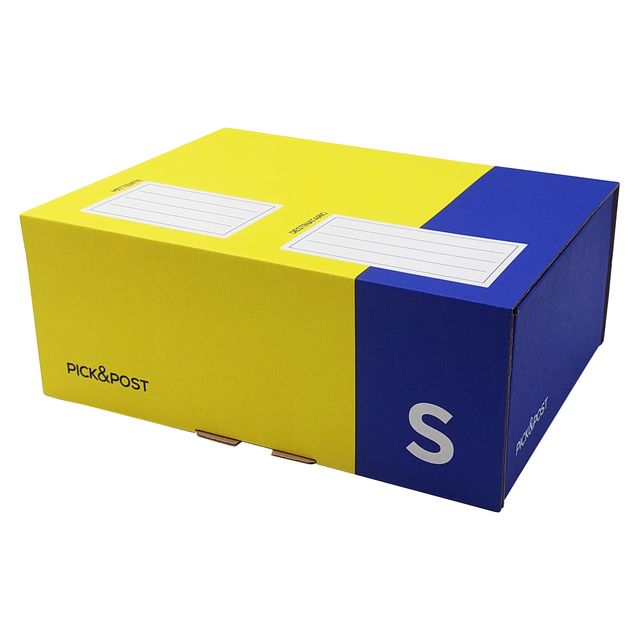Scatola automontante per ecommerce PICK&Post - S - 26 x 19 x 10 cm - giallo/blu…
