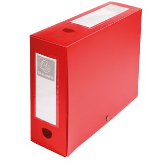 Scatola per archivio box - con bottone - 25 x 33 cm - dorso 10 cm - rosso - Exa…
