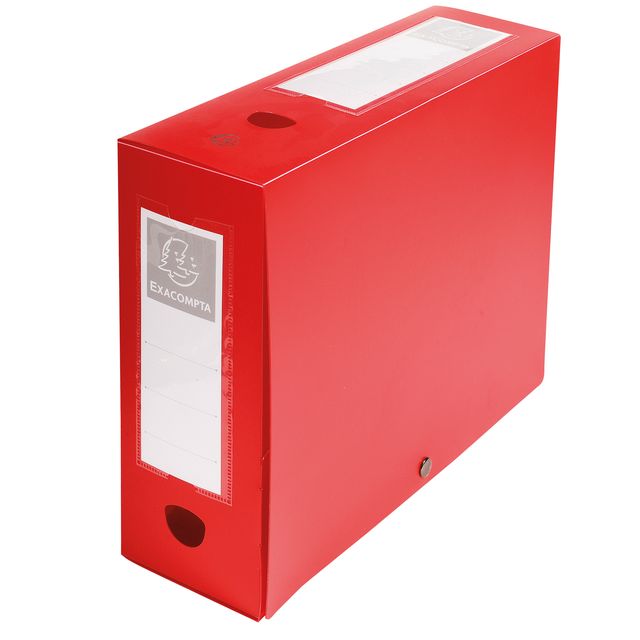 Scatola per archivio box - con bottone - 25 x 33 cm - dorso 10 cm - rosso - Exa…