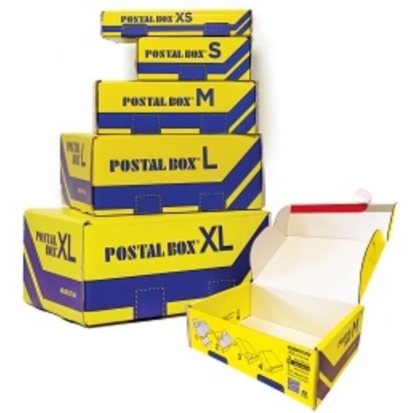 Scatola spedizioni Postal Box - L - 40 x 27 x 17 cm - giallo/blu - Blasetti