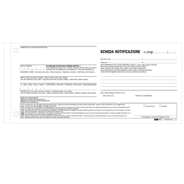 Scheda di notifica - fogli snap - 25 fogli 2 copie autoricalcanti - 10 x 22cm -…