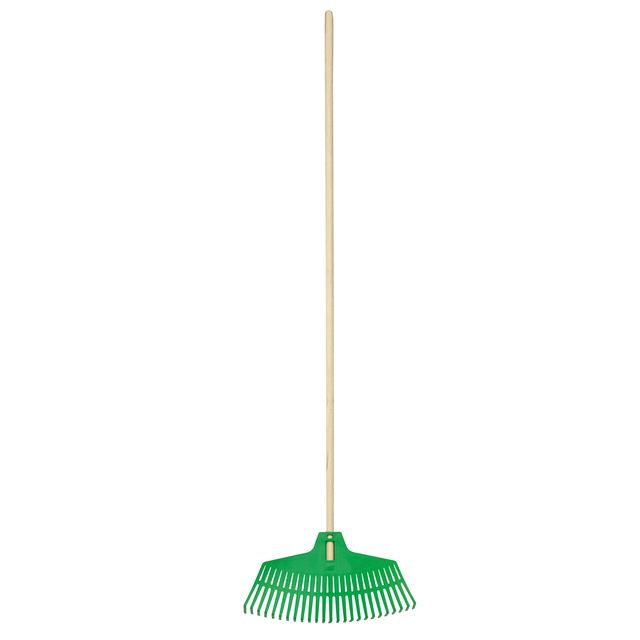Scopa 25 denti - per erba e foglie - con manico in legno - 47 x 165 cm - Verdem…