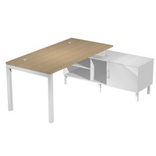 Scrivania Agorà - con mobile di servizio portante - 165 x 140 x L 72,5 cm - rov…