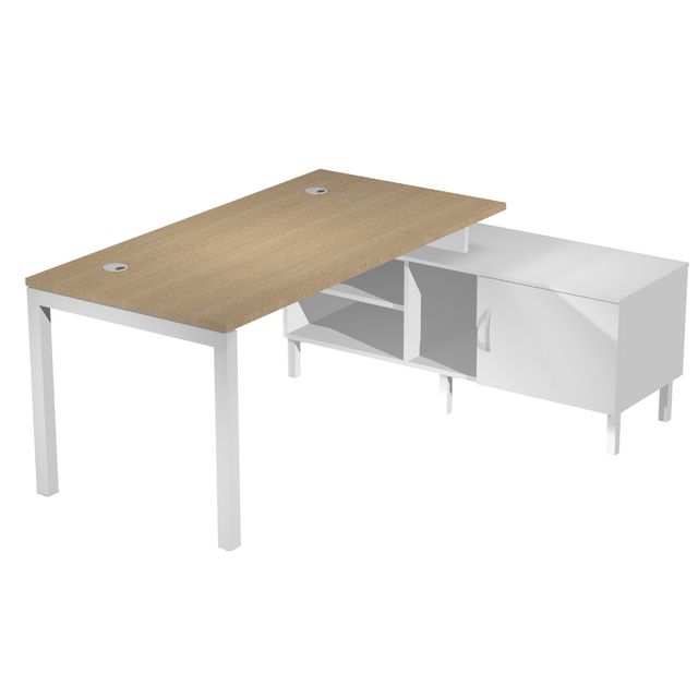 Scrivania Agorà - con mobile di servizio portante - 185 x 140 x L 72,5 cm - rov…