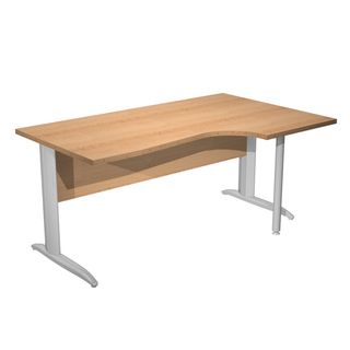 Scrivania Compact Destro Easy - 160 x 60/80/100 cm - Faggio/grigio cromato