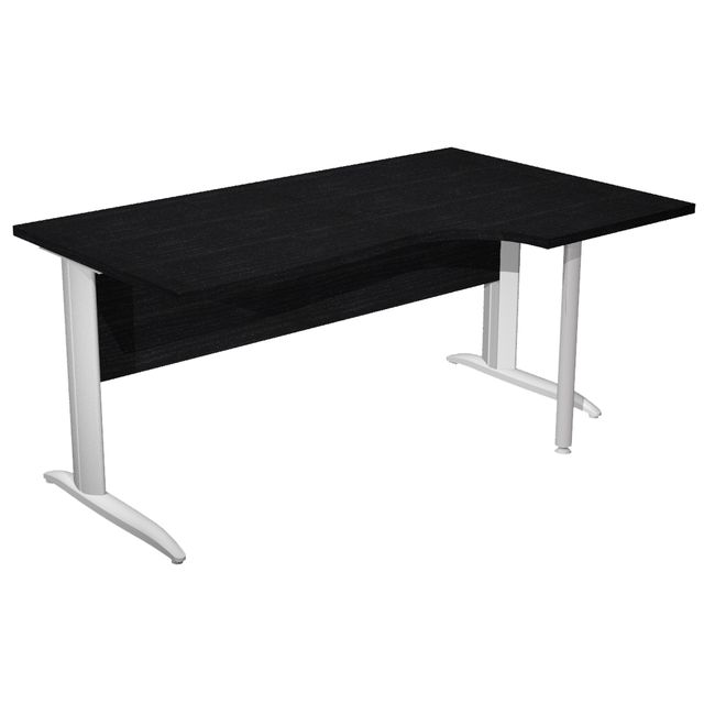 Scrivania Compact Destro Easy - 160 x 60/80/100 cm - Nero venato/grigio allumin…