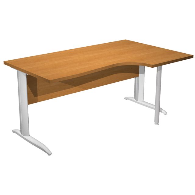 Scrivania Compact Destro Easy - 160 x 60/80/100 cm - Noce chiaro/grigio allumin…