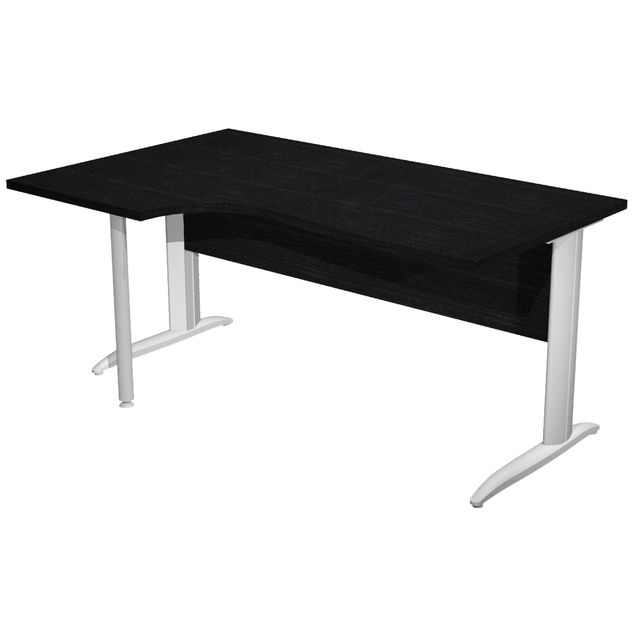 Scrivania Compact Sinistro Easy - 160 x 60/80/100 cm - Nero venato/grigio allum…