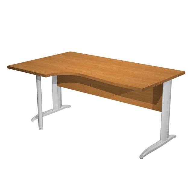 Scrivania Compact Sinistro Easy - 160 x 60/80/100 cm - Noce chiaro/grigio croma…