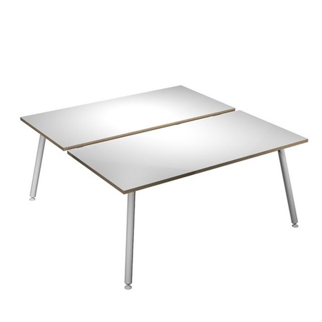 Scrivania Skinny Metal a 2 postazioni contrapp. - 140 x 166 cm - bianco
