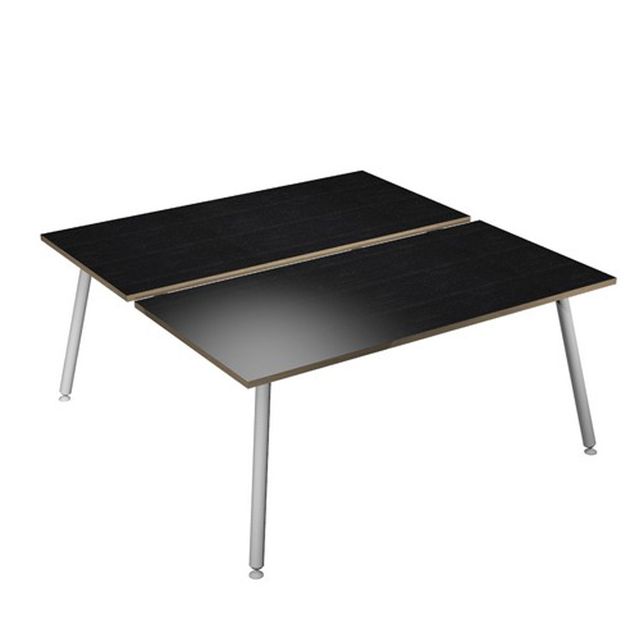Scrivania Skinny Metal a 2 postazioni contrapp. - 140 x 166 cm - bianco / nero …
