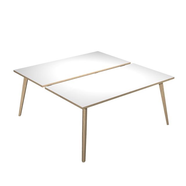 Scrivania Woody a 2 postazioni contrap. - 120 x 166 cm - rovere / bianco
