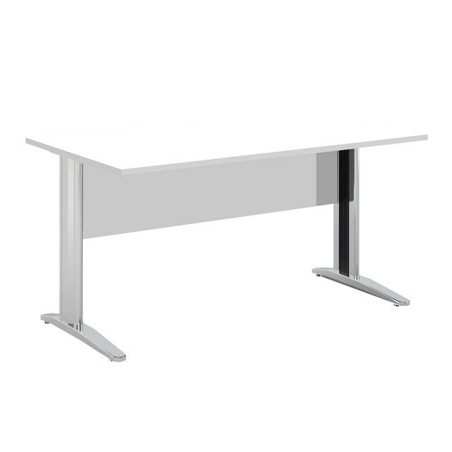 Scrivania lineare Easy - 140 x 80 x 72 cm - Bianco/grigio cromato