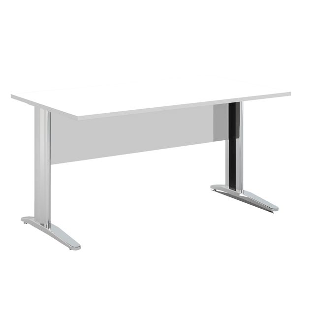 Scrivania lineare Easy - 160 x 80 x 72 cm - Bianco/grigio cromato