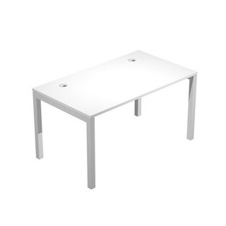 Scrivania singola Agorà - 140 x 80 x 74,6 cm - Bianco/grigio alluminio