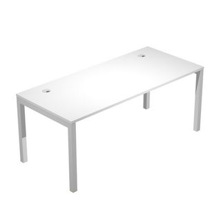 Scrivania singola Agorà - 180 x 80 x 74,6 cm - Bianco/grigio alluminio
