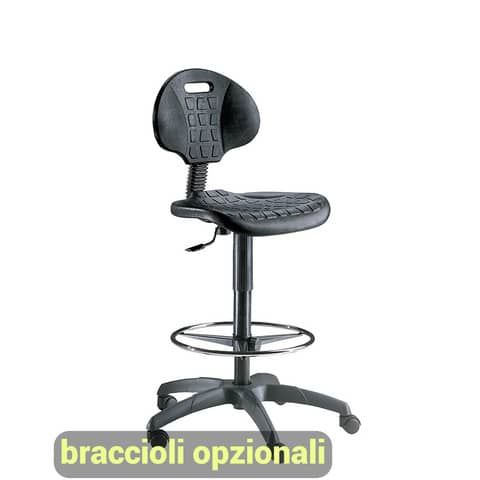 Sedia Tecnigrafo Esos E2 - con poggiapiedi e ruote - nero - Unisit