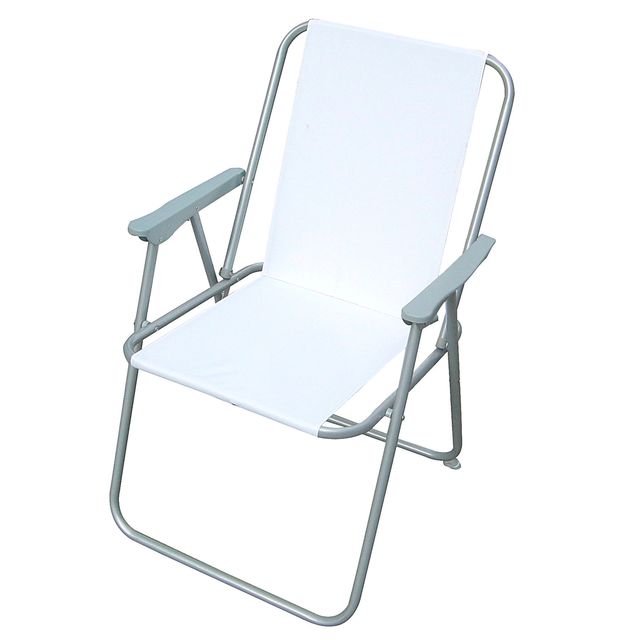 Sedia pieghevole Relax - 76 x 47 x 53 cm - acciaio verniciato/PVC - bianco - Ga…