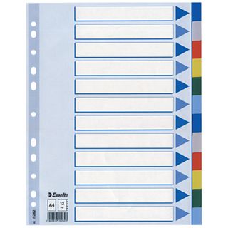 Separatore - 12 tasti colorati - PP - A4 - multicolore - Esselte