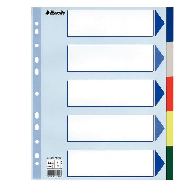 Separatore - 5 tasti colorati - PP - A4 maxi - 24,5x29,7 cm - multicolore - Ess…
